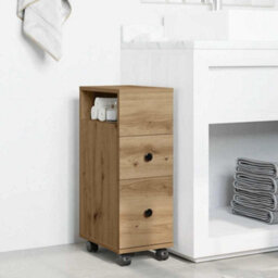 Walplus Narrow Bathroom Cabinet With Wheels Artisian Oak Engineered Wood - thumbnail 1