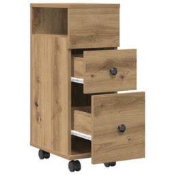 Walplus Narrow Bathroom Cabinet With Wheels Artisian Oak Engineered Wood - thumbnail 2