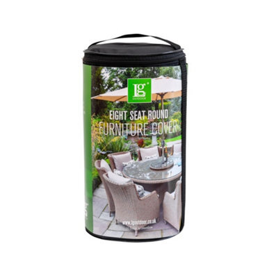 Lg Outdoor Deluxe 8 Seater Round Dining Set Table Garden Furniture Cover Black - image 1