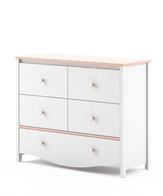 Arte Elegant Mia Chest Of Drawers In White Matt & Pink - Functional Design (H)900mm X (W)1100mm X (D)410mm, Ideal For Bedrooms