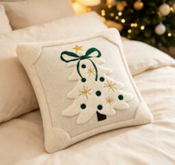 Amorly White Christmas Tree Star Throw Pillow Cover, Soft Plush Faux Fur Jacquard Festive Winter Cushion Case For Sofa Couch Holiday - thumbnail 3