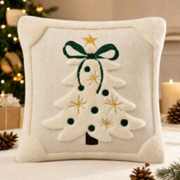 Amorly White Christmas Tree Star Throw Pillow Cover, Soft Plush Faux Fur Jacquard Festive Winter Cushion Case For Sofa Couch Holiday - thumbnail 4
