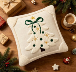 Amorly White Christmas Tree Star Throw Pillow Cover, Soft Plush Faux Fur Jacquard Festive Winter Cushion Case For Sofa Couch Holiday - thumbnail 2