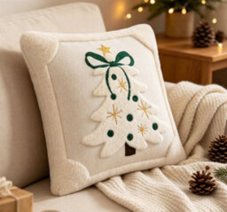 Amorly White Christmas Tree Star Throw Pillow Cover, Soft Plush Faux Fur Jacquard Festive Winter Cushion Case For Sofa Couch Holiday - thumbnail 5
