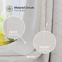 Deconovo Functional Eyelet Curtains, Gold Diamond Printed Curtains, Eyelet Blackout Curtains, W52 X L84 Inch, Light Beige, 1 Pair - thumbnail 3