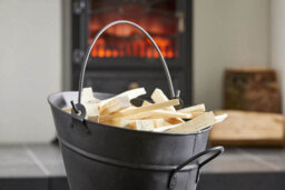 Heavy Duty Steel Fireside Waterloo Bucket Fireplace Coal Scuttle Fuel Ash Wood Log Storage Holder Hod Matte Black - Fire122 - thumbnail 3