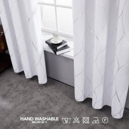 Deconovo Eyelet Blackout Curtains, Thermal Silver Wave Line Foil Printed Curtains For Bedroom, 66 X 54 Inch, Silver Grey, One Pair - thumbnail 4