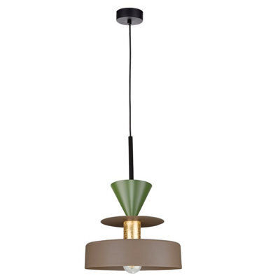 Luminosa Lighting Luminosa Valia Dome Pendant Ceiling Light Brown, Green 1X E27 - image 1