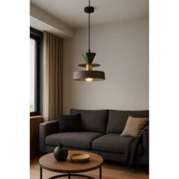 Luminosa Lighting Luminosa Valia Dome Pendant Ceiling Light Brown, Green 1X E27 - thumbnail 2