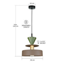 Luminosa Lighting Luminosa Valia Dome Pendant Ceiling Light Brown, Green 1X E27 - thumbnail 4