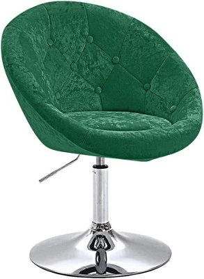 Evre Round Velvet Barstool Green With Height Adjustment And Swivel - image 1