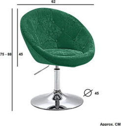 Evre Round Velvet Barstool Green With Height Adjustment And Swivel - thumbnail 4