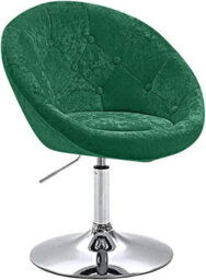 Evre Round Velvet Barstool Green With Height Adjustment And Swivel - thumbnail 1