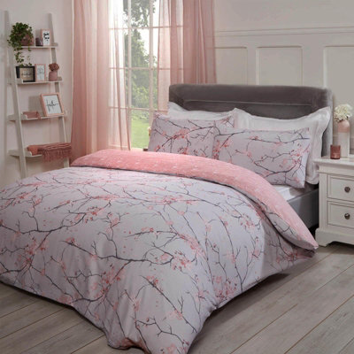 Ohs Spring Blossoms Print Duvet Cover With Pillowcase, Blush - Single - image 1