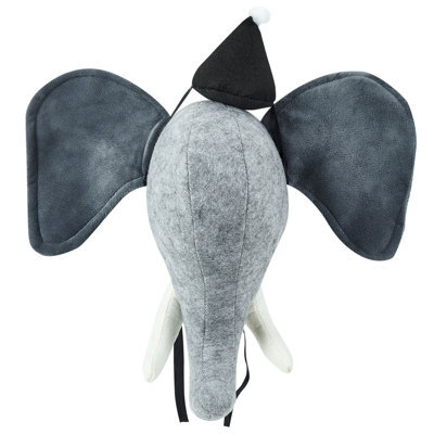 Beliani Kids Wall Decor Elephant Badou Cotton 36 Cm Grey - image 1