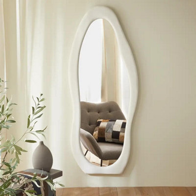 The Online Mirror Shop Tiffany White Irregular Shaped Full Length Wall Mirror Of H 180 X W 75 Cm - image 1