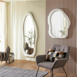 The Online Mirror Shop Tiffany White Irregular Shaped Full Length Wall Mirror Of H 180 X W 75 Cm - thumbnail 2