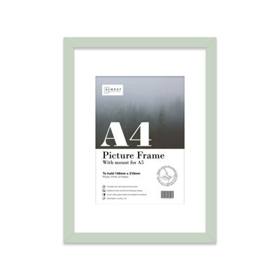 A4 Mint Green Picture Frame With Mount For A5 (14.8 X 21Cm - 5.8 X 8.3In) Poster, Photo, Artwork, Or Print. - image 1