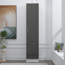 Reflect 1 Door High Gloss Wardrobe - Grey & White, Durable Melamine Finish - Modern Bedroom Storage - Single Door Wardrobe - thumbnail 3
