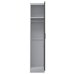 Reflect 1 Door High Gloss Wardrobe - Grey & White, Durable Melamine Finish - Modern Bedroom Storage - Single Door Wardrobe - thumbnail 6
