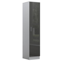 Reflect 1 Door High Gloss Wardrobe - Grey & White, Durable Melamine Finish - Modern Bedroom Storage - Single Door Wardrobe - thumbnail 7
