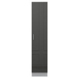 Reflect 1 Door High Gloss Wardrobe - Grey & White, Durable Melamine Finish - Modern Bedroom Storage - Single Door Wardrobe - thumbnail 5