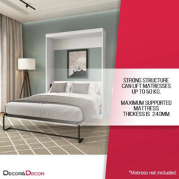 Double Wall Bed, Murphy Double Bed, Wall Mounted, Vertical Pull Down (135 X 190Cm) - Decoranddecor - thumbnail 4