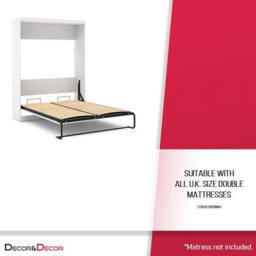 Double Wall Bed, Murphy Double Bed, Wall Mounted, Vertical Pull Down (135 X 190Cm) - Decoranddecor - thumbnail 3