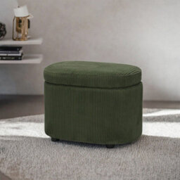 Thehotsale Green Corduroy Storage Ottoman Bench With Lift-Up Lid, 60Cm W - thumbnail 2