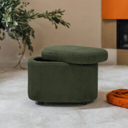 Thehotsale Green Corduroy Storage Ottoman Bench With Lift-Up Lid, 60Cm W - thumbnail 1