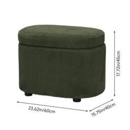 Thehotsale Green Corduroy Storage Ottoman Bench With Lift-Up Lid, 60Cm W - thumbnail 6