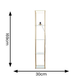 Valuelights Gobie Gold Metal Frame With Glass Storage Shelf Floor Lamp With Led Bulb - thumbnail 6