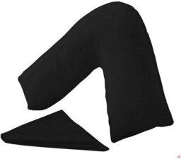 Homes & Linen Orthopaedic V-Shaped Pillow Extra Cushioning Support For Head, Neck & Back (Black, V-Pillow With Cover)