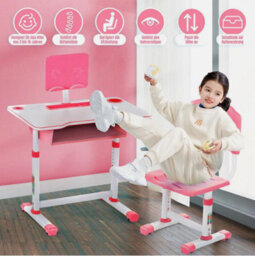 Kid Desk And Chair Set Wooden Children Study Table Chair Writing Table Set Hshk - thumbnail 2