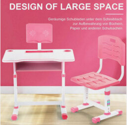 Kid Desk And Chair Set Wooden Children Study Table Chair Writing Table Set Hshk - thumbnail 3