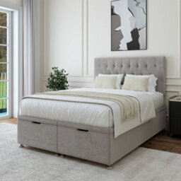 Bedmaster Seal Grey Luxury Velvet Ottoman Divan Base And Button Headboard King Size - thumbnail 2