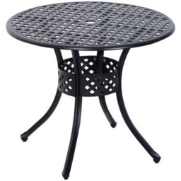 Outsunny Round Aluminium Outdoor Garden Dining Table With Umbrella Hole, Black - thumbnail 2