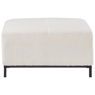 Wyld And Coco White Bouclé Rectangular Footstool - Solid Wood Frame, Stainless Steel Legs, Minimalist Modern Design - image 1
