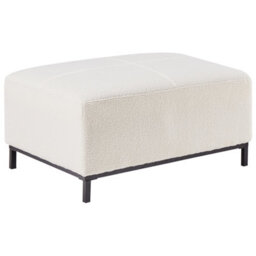 Wyld And Coco White Bouclé Rectangular Footstool - Solid Wood Frame, Stainless Steel Legs, Minimalist Modern Design - thumbnail 4