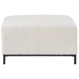 Wyld And Coco White Bouclé Rectangular Footstool - Solid Wood Frame, Stainless Steel Legs, Minimalist Modern Design - thumbnail 1