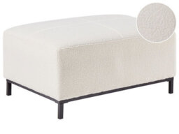 Wyld And Coco White Bouclé Rectangular Footstool - Solid Wood Frame, Stainless Steel Legs, Minimalist Modern Design - thumbnail 3