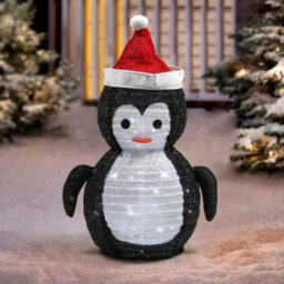 2.5Ft Penguin Pop Up Christmas Xmas Light Up Décor Decoration With 40 Cool White Led Lights For Indoor Or Outdoor - thumbnail 1