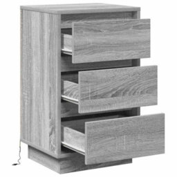 Berkfield Modern Bedside Cabinet With Led Grey Sonoma 39X34.5X65 Cm Engineered Wood - thumbnail 5