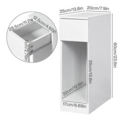 Levede Bedside Table Cabinet  Narrow Slim Side Cabinet Drawer Open Shelf - thumbnail 4