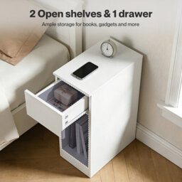 Levede Bedside Table Cabinet  Narrow Slim Side Cabinet Drawer Open Shelf - thumbnail 6