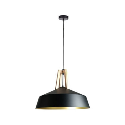 Luminosa Lighting Luminosa Trex Dome Pendant Ceiling Light Black, Gold 1X E27 - image 1