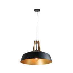 Luminosa Lighting Luminosa Trex Dome Pendant Ceiling Light Black, Gold 1X E27 - thumbnail 3