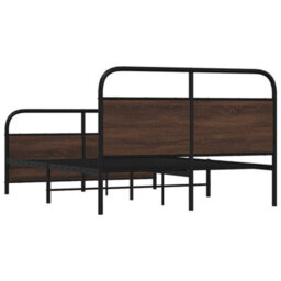 Berkfield Metal Bed Frame Without Mattress Brown Oak 140X190 Cm - thumbnail 7