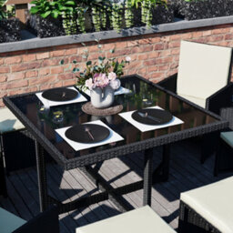 Lassic Vida Designs 8 Seater Rattan Garden Bistro Set With Outdoor Table And Chairs, Stool, Black - thumbnail 5