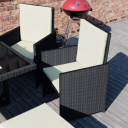 Lassic Vida Designs 8 Seater Rattan Garden Bistro Set With Outdoor Table And Chairs, Stool, Black - thumbnail 6